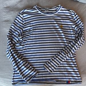 KULE Navy and White Striped Long Sleeve Tee